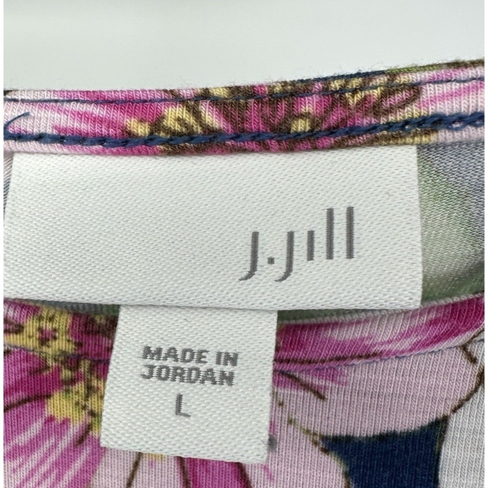 J. Jill Blue Floral Tank Sleeveless Shift Dress Size L Tropical Casual Women - Picture 3 of 9